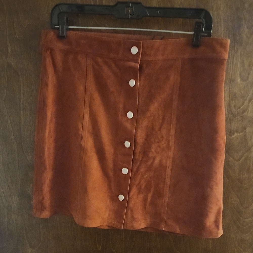 Theory Terracotta Button-Front Mini Skirt